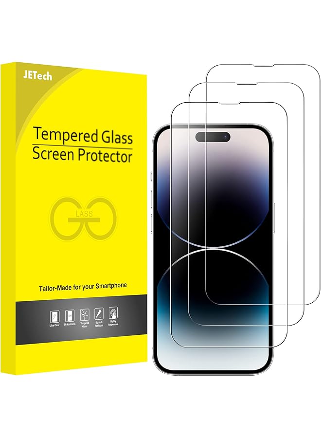 جي تيك واقي شاشة بتغطية كاملة لهاتف آيفون 14 برو ماكس مقاس 6.7 بوصة، مصنوع من زجاج مقوى 9H، جراب صديق للبيئة، شفاف عالي الدقة، عبوة من 3 قطع - Image 1