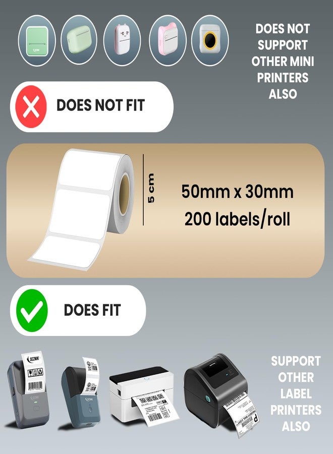 Seznik Thermal Lables, 50mmx30mm Labels, 2 inch Self-Adhesive Thermal Labels for Thermal Printer [Printer NOT Included] (50mmx30mm - 1000 Lables) - Image 2