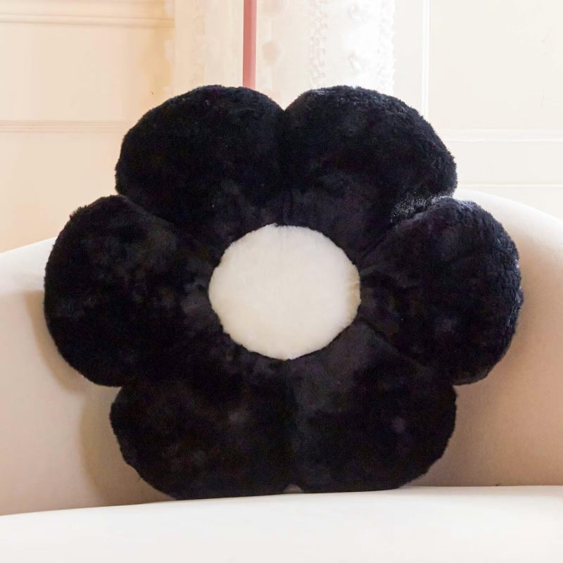 AVSHUB Sunflower Shaped 6 Kali Cute Preppy Decorative Throw Pillow|Floor Cushion with Fibre Filling for Aesthetic Decoration (Black, 25CM) - Image 3