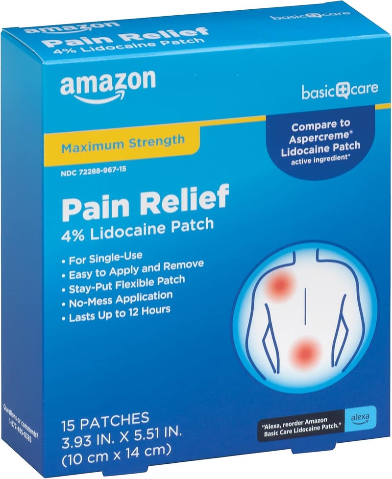 Care Maximum Strength OTC Pain Relief 4 Lidocaine Patch 39 x 55 15Count Box Previously HealthWise - Image 1