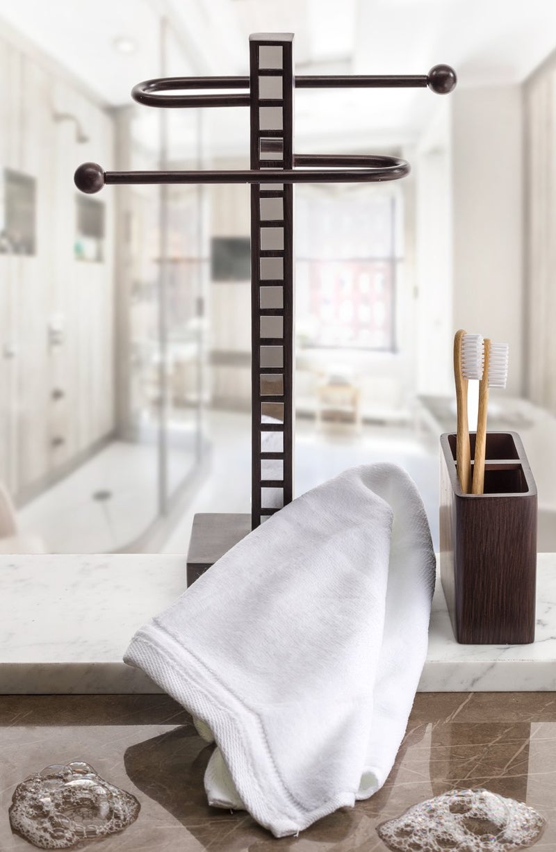 Creative Scents Monogrammed Towels Fingertip, Personalized Gift, 11 x 18 Inches - Set of 4- Silver Embroidered Towel - Extra Absorbent 100% Cotton- Soft Velour Finish - For Bathroom/ Kitchen/ Spa- Initial F (White) - Image 3