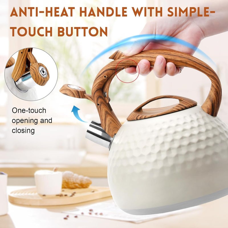 LEVGRY Tea Kettle for Stove Top, 3L Whistling Kettle with Wooden Spout, Stainless Steel Kitchen Teapot with Wood Grain Handle for Induction, Cooker,Gas Electric Hobs - Image 4