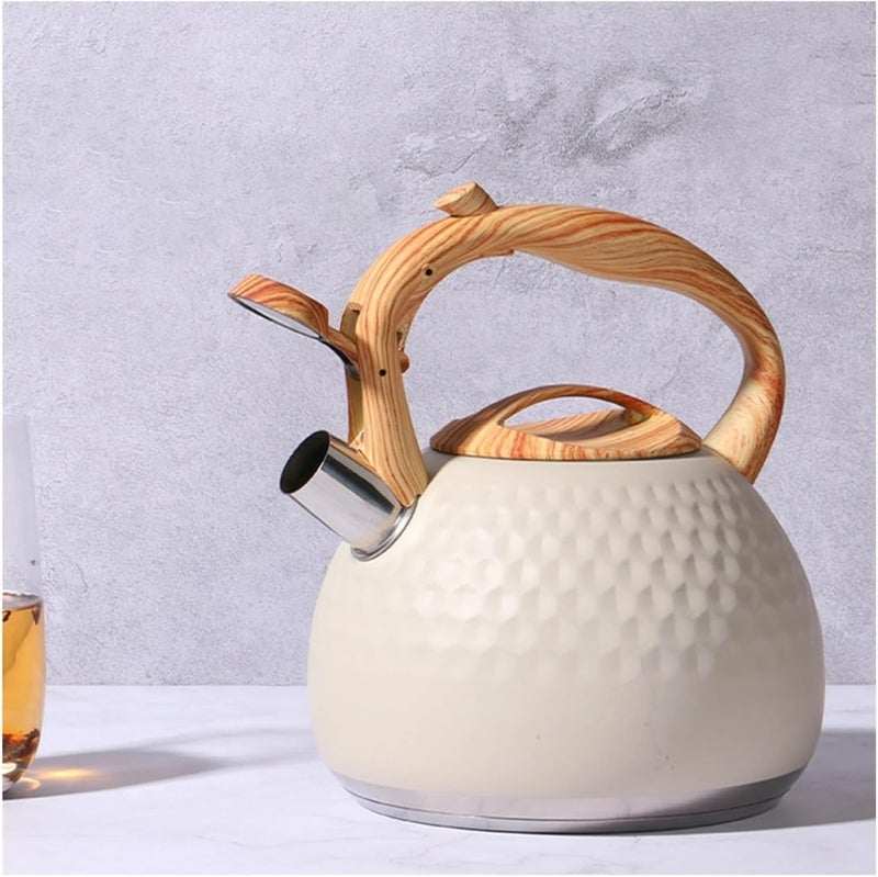 LEVGRY Tea Kettle for Stove Top, 3L Whistling Kettle with Wooden Spout, Stainless Steel Kitchen Teapot with Wood Grain Handle for Induction, Cooker,Gas Electric Hobs - Image 1