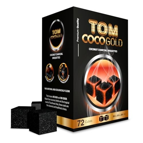 Sunlight Charcoal Tom Coco 72 Natural Charcoal Cubes - 25 mm Coals - Coconut Charcoal for Grilling and Relaxation (1) - Image 1