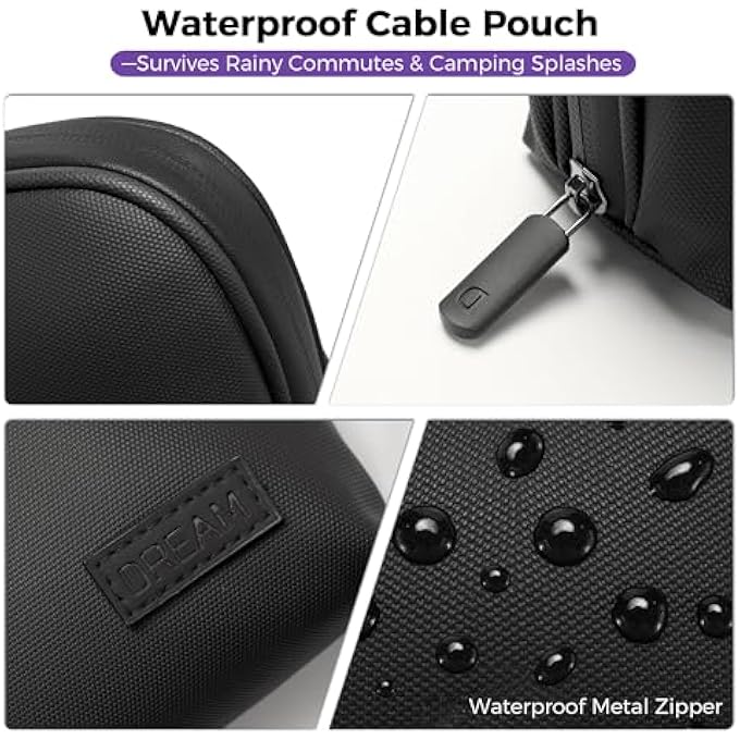 Dream WATERPROOF CABLE ORGANISER BAG - DURABLE TRAVEL ORGANISER POUCH FOR TECH ACCESSORIES, CHARGERS, AIRPODS, USB CABLES | COMPACT MULTI-POCKET DESIGN, DAILY COMMUTE & TRAVEL ESSENTIALS STORAGE CASE - Image 2