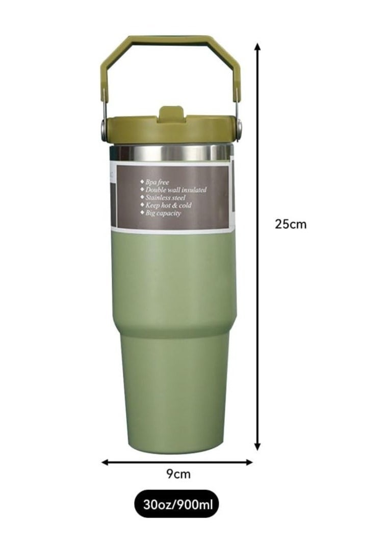 JAJEEK Stainless Steel Tumbler with Handle & Straw Lid | Vacuum Insulated Water Bottle with Leak-Resistant Flip Lid | Reusable Cup for Home, Office, Car, or Travel – Keeps Drinks Hot or Cold - Image 2
