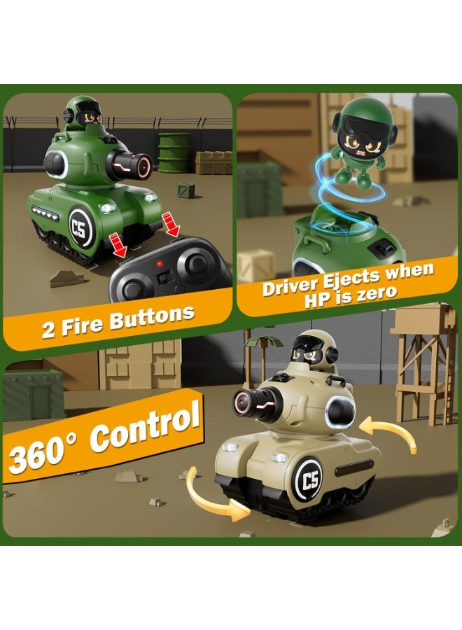 BlueFire 2 Pack Cartoon RC Battle Tanks with Laser Tag & Ejection Feature | Remote Control Shooting Tank Toys with LED Health Bar, Rechargeable Batteries & Multiplayer Battle Set for Kids 6–12 | Christmas & Birthday Gift for Boys & Girls - Image 2