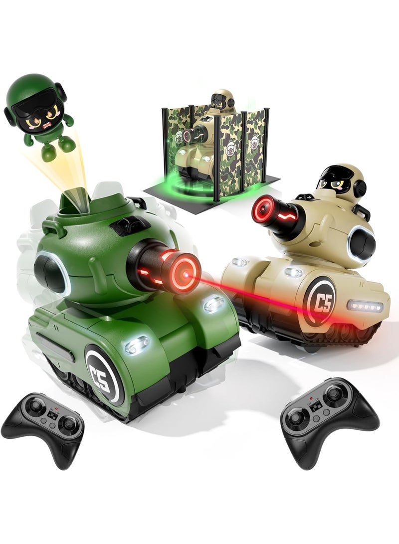 BlueFire 2 Pack Cartoon RC Battle Tanks with Laser Tag & Ejection Feature | Remote Control Shooting Tank Toys with LED Health Bar, Rechargeable Batteries & Multiplayer Battle Set for Kids 6–12 | Christmas & Birthday Gift for Boys & Girls - Image 1