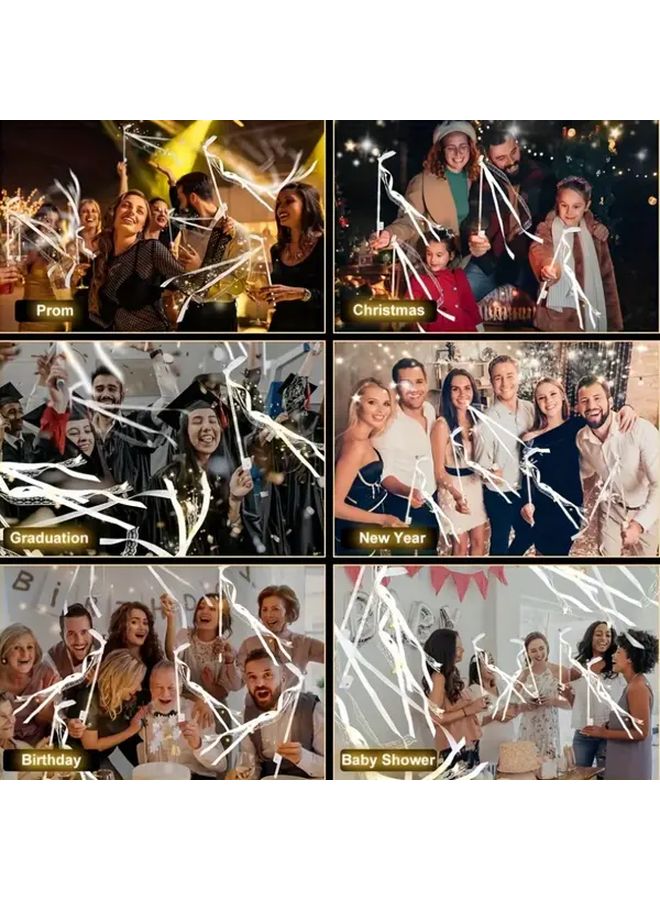 16 Pack LED Light Up Fairy Wands With Glittering Ribbons Button Battery Operated Plastic Party Favors For Weddings New Year Carnivals Concerts Birthdays Halloween Christmas - Image 4