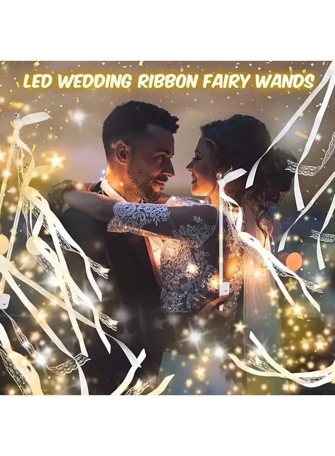 16 Pack LED Light Up Fairy Wands With Glittering Ribbons Button Battery Operated Plastic Party Favors For Weddings New Year Carnivals Concerts Birthdays Halloween Christmas - Image 5