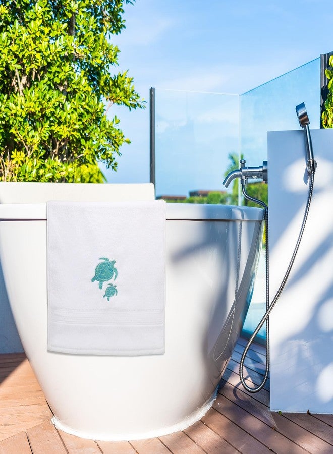 Mindsoft 3 Pcs Sea Turtle Hand Towels for Bathroom Sea Turtle Bathroom Decor Gifts 100% Cotton Embroidered Coastal Beach Hand Towels 27.6 x 15.7 Inch Soft Absorbent - Image 5