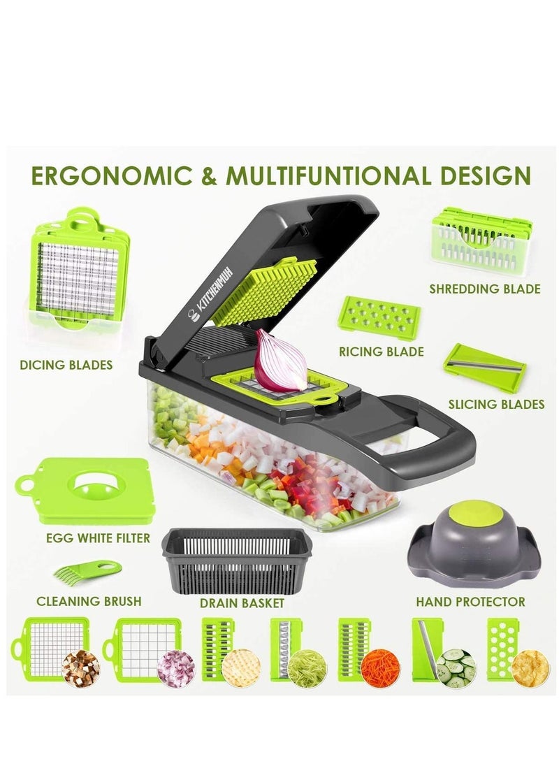 Arabest - Vegetable Chopper 12 In 1 Slicer Chopper And Grater Multi-Function Adjustable Manual Food Chopper Slicer Vegetable Chopper - Dark Gray - Image 1