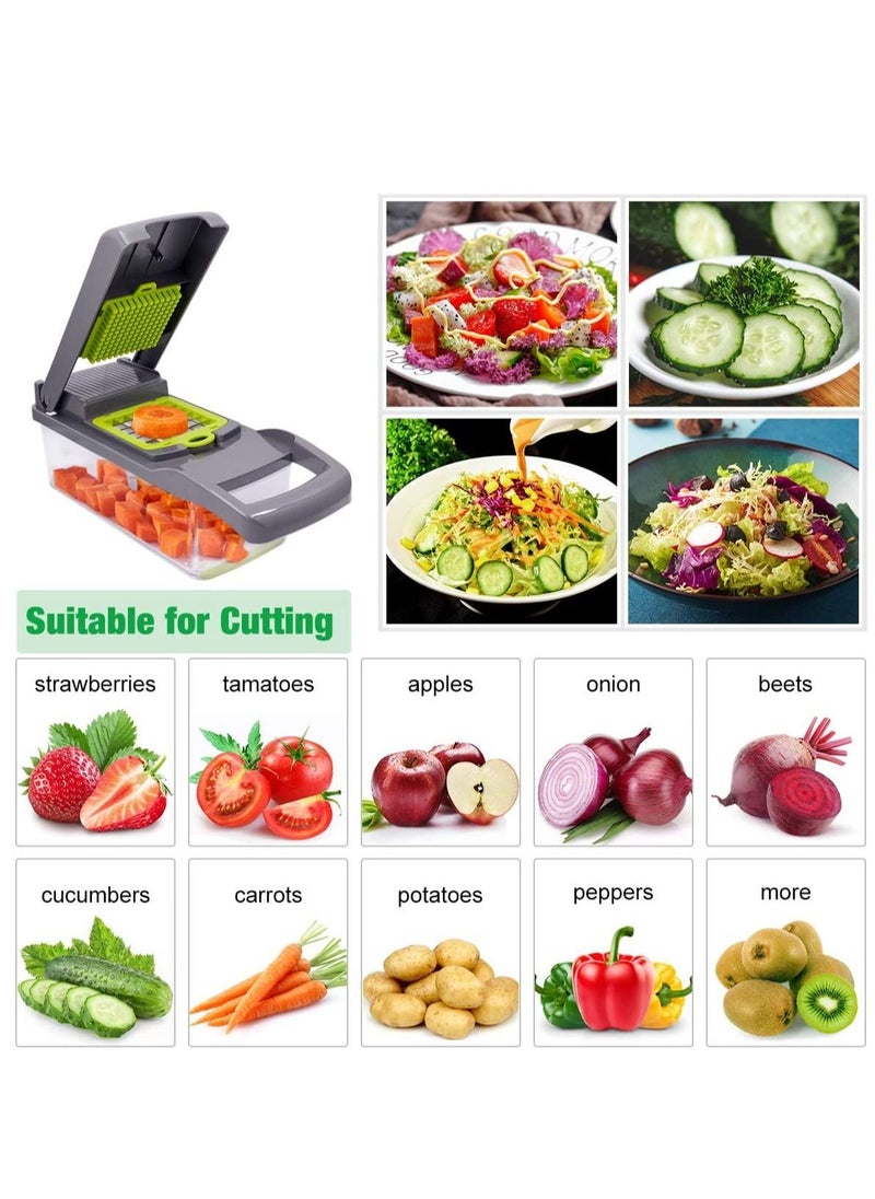 Arabest - Vegetable Chopper 12 In 1 Slicer Chopper And Grater Multi-Function Adjustable Manual Food Chopper Slicer Vegetable Chopper - Dark Gray - Image 1