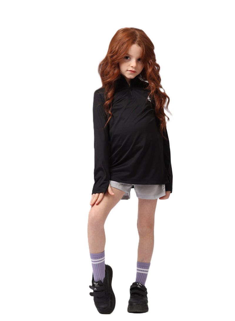 ANJA Girls' Black Long Sleeve Sports T-Shirt – Comfortable, Breathable Design - Image 1
