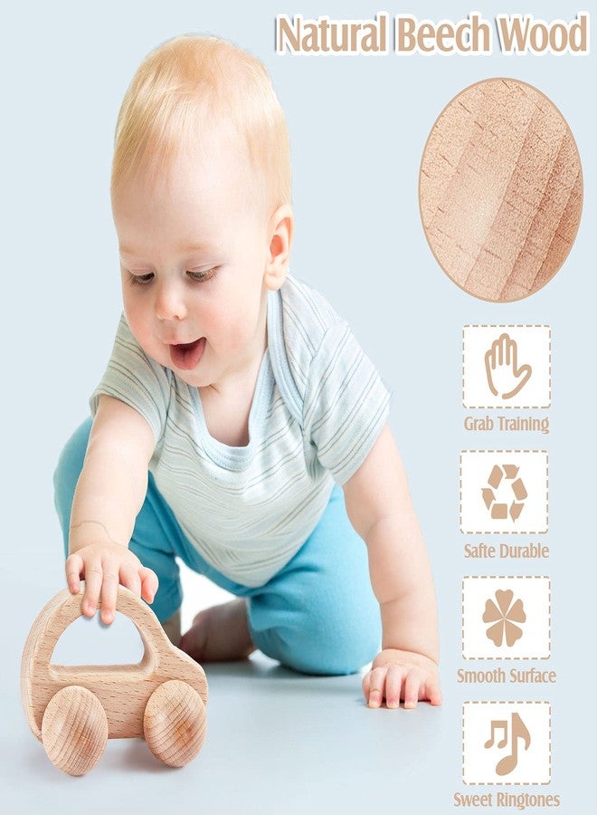 Zhanmai 5 Pieces Wooden Baby Toys Wooden Toys for Babies 0-6-12 Months Wood Toys Rattles with Bells Montessori Wood Baby Push Car Wooden Newborn Toy for Infant Boys and Girls Gifts - Image 5