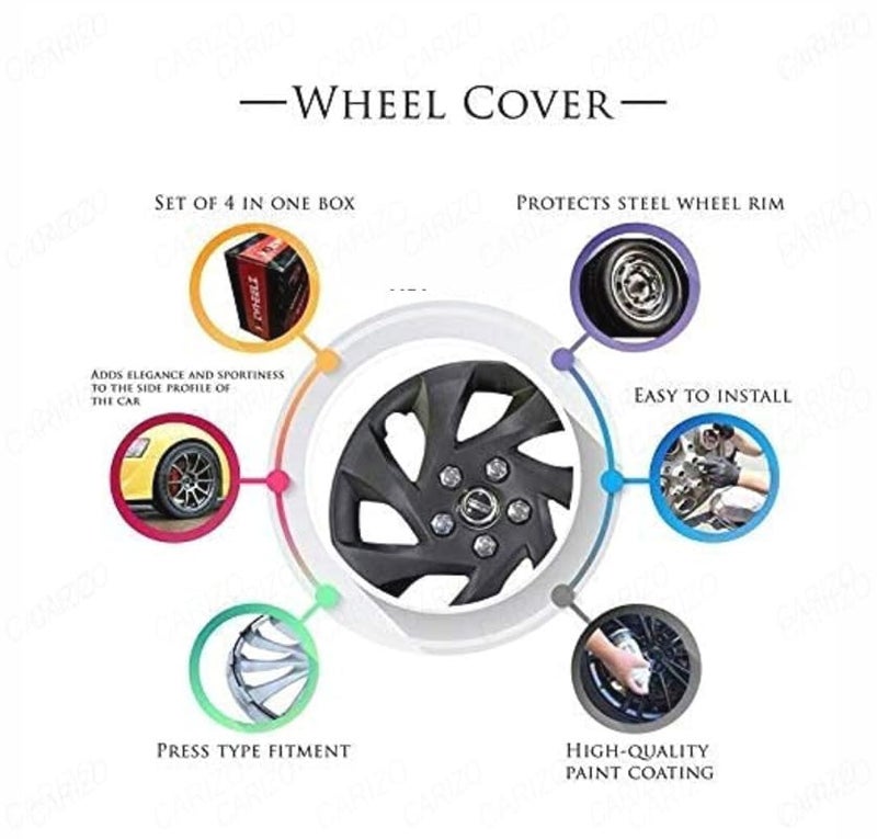 CARIZO 17 Inch Wheel Cover Cap (Design - GV 17 DC, Pack of 4) Compatible with Mahindra XUV 500 (Type-II) 2015-2018 - Image 4