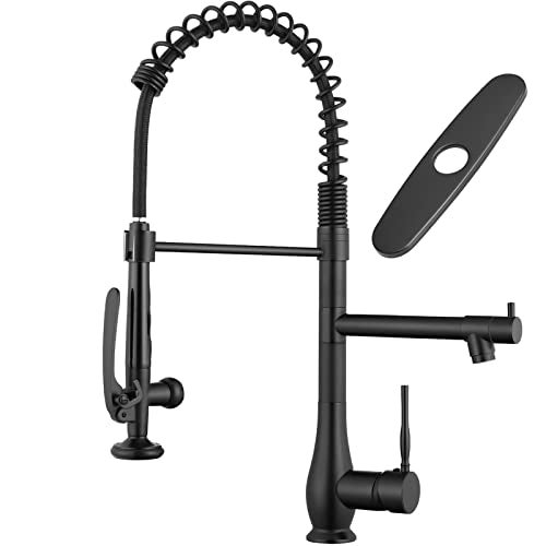 GIMILI Matte Black Kitchen Faucet with Pull Down Sprayer Single Handle High Pressure Kitchen Sink Faucet Commercial DoubleHeaded Kitchen Faucets