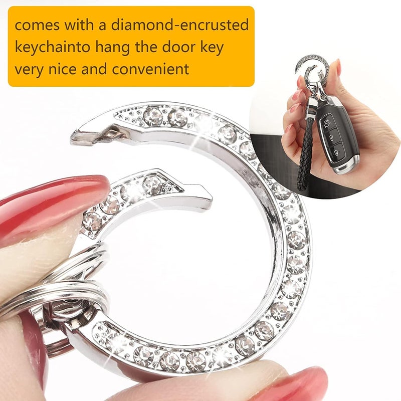 Turcee Bling Car Metal Leather Keychain,Universal Leather Key Chain Holder- with 360 Degree Rotatable D-ring and Screwdriver (Black) - Image 4
