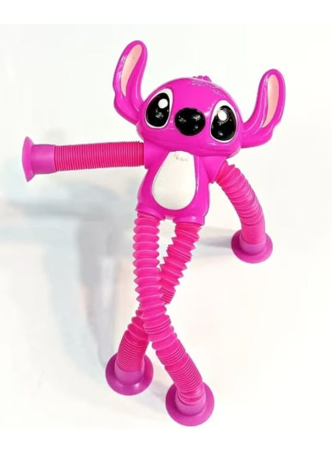 ألعاب غرزة تلسكوبية بأكواب شفط، لعبة غرزة حسية، لعبة كوب شفط للأطفال، غرزة محشوة، ألعاب فيدجيت لتخفيف التوتر، تعليمية مضحكة (وردي)