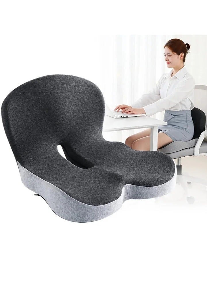 Seat Cushion for Office Lumbar Support Pillow Chair Memory Foam Coccyx Seat Cushion for Sciatica Back Support Pillow Chair Pads Reduce Tailbone Pressure Dark and Light Grey. - Image 1