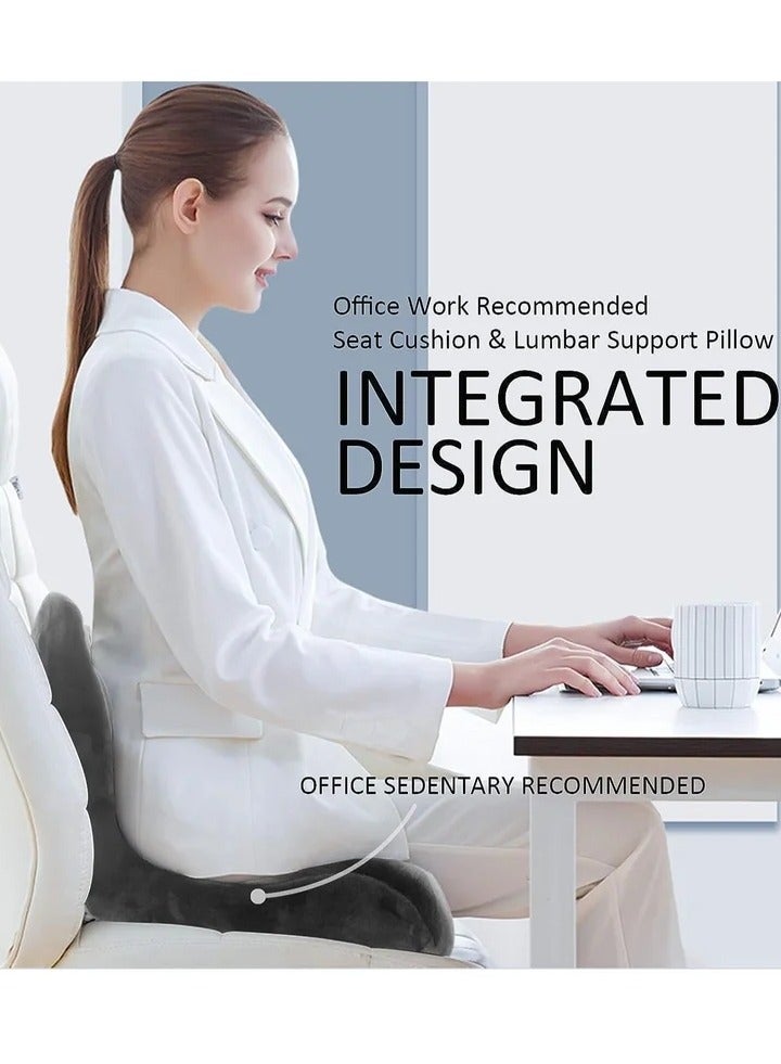 Seat Cushion for Office Lumbar Support Pillow Chair Memory Foam Coccyx Seat Cushion for Sciatica Back Support Pillow Chair Pads Reduce Tailbone Pressure Dark and Light Grey. - Image 3