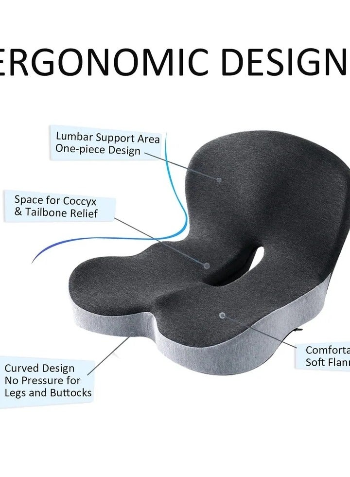 Seat Cushion for Office Lumbar Support Pillow Chair Memory Foam Coccyx Seat Cushion for Sciatica Back Support Pillow Chair Pads Reduce Tailbone Pressure Dark and Light Grey. - Image 5