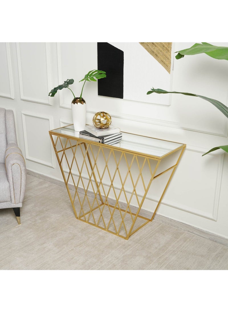 Pan Home مرآة طاولة كونسول كستن - ذهبية  - Image 5
