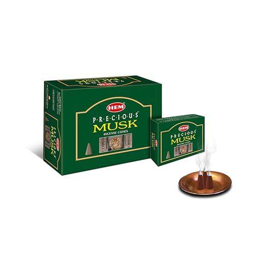 Hem Precious Musk Incense Cones | Charcoal-Free | Handcrafted Low-Smoke Cones for Home Freshness, Positive Energy, Yoga, Meditation & Pooja | Long Burn Time (25-30 Min) | Pack of 120 Cones - Image 1