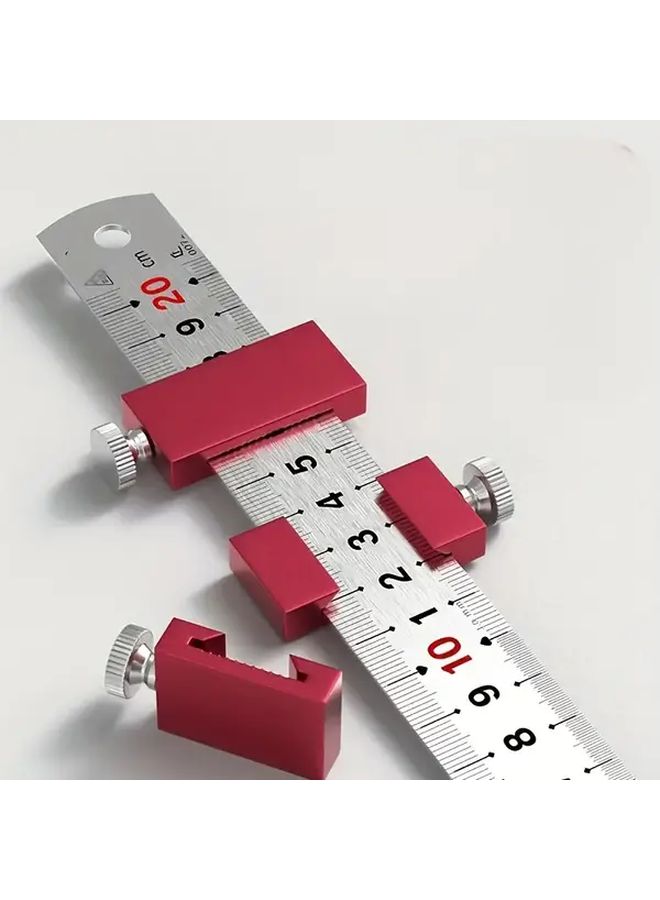 Precision Woodworking Ruler Set With Red Stopper Aluminum Stainless Steel Scribing Marking Gauge - Image 3