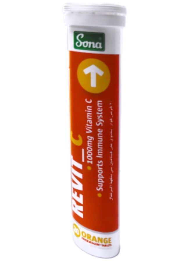 Sona Revit-C 1000mg Vitamin C Effervescent Tablets – 20 Tablets, Orange Flavour - Image 1