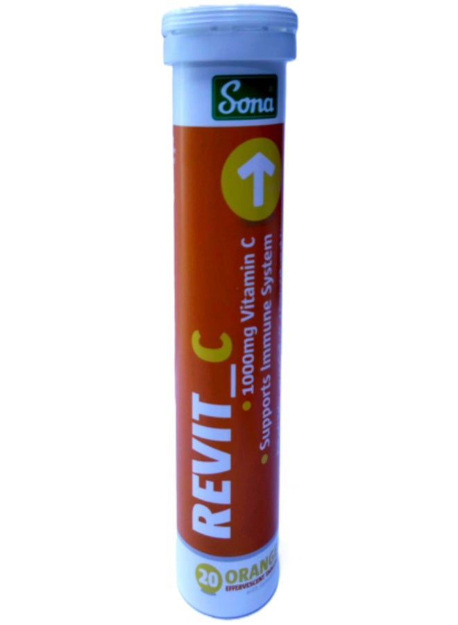 Sona Revit-C 1000mg Vitamin C Effervescent Tablets – 20 Tablets, Orange Flavour - Image 3