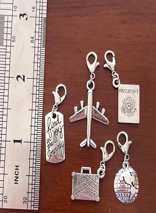 AMOBESTER Airplane Clip on Charm Journey Passport Luggage Earth Raceing Charms Clasp on Charms for Chain Necklaces Bracelets - Image 4