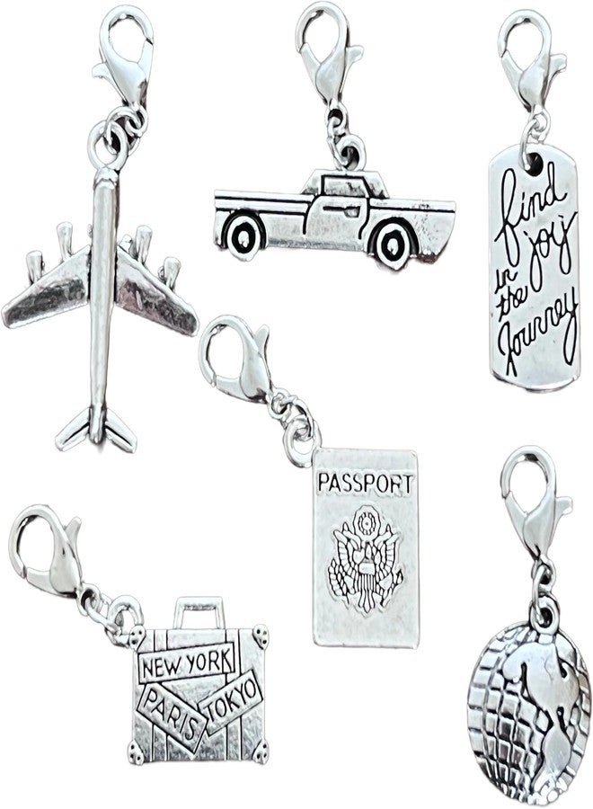 AMOBESTER Airplane Clip on Charm Journey Passport Luggage Earth Raceing Charms Clasp on Charms for Chain Necklaces Bracelets - Image 1