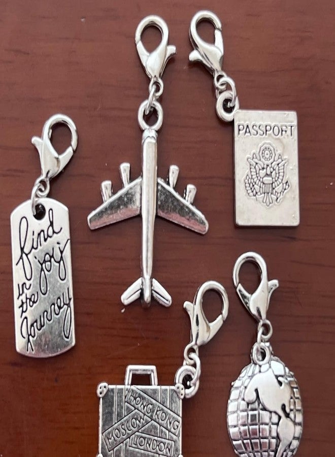 AMOBESTER Airplane Clip on Charm Journey Passport Luggage Earth Raceing Charms Clasp on Charms for Chain Necklaces Bracelets - Image 3