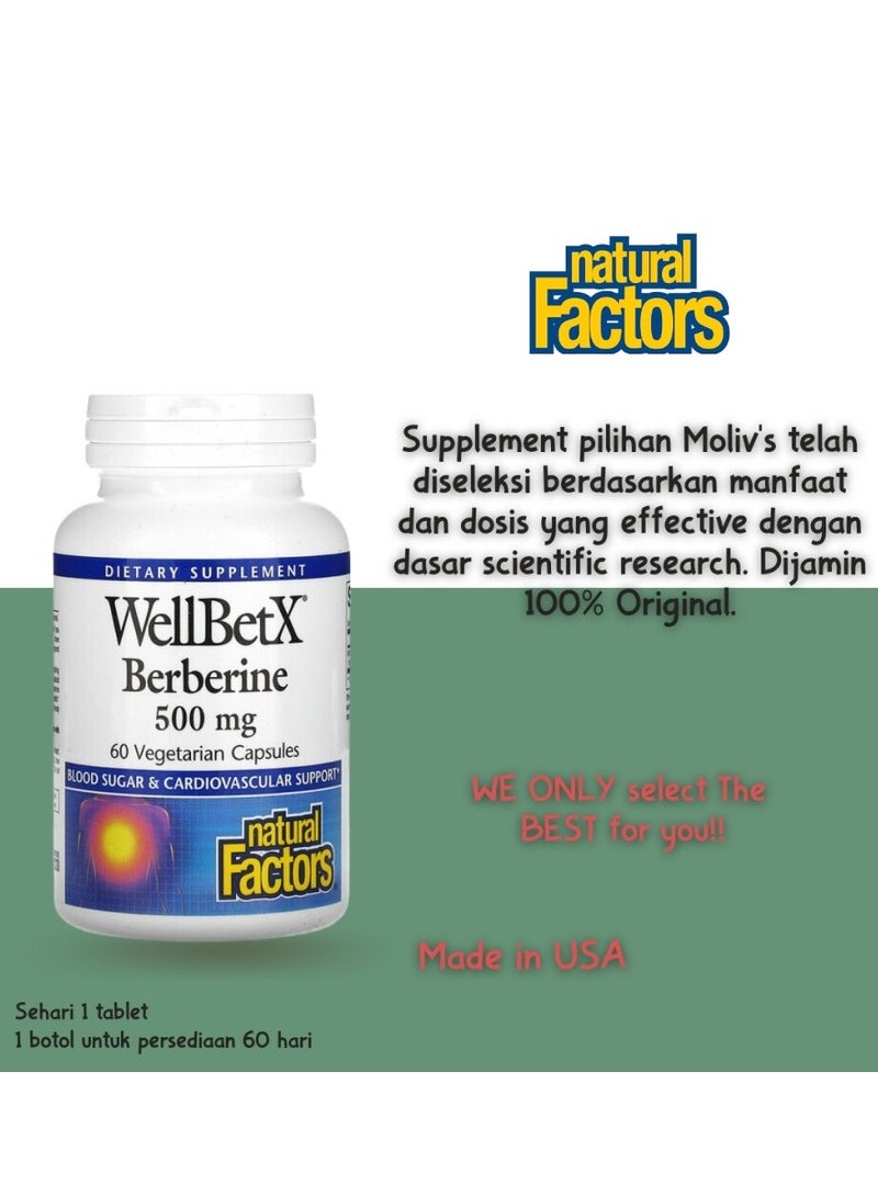 Natural Factors WellBetX Berberine 500 mg for Cardiovascular Health Support and Maintains Blood Sugar 60 Vegetarian Capsules - Image 3