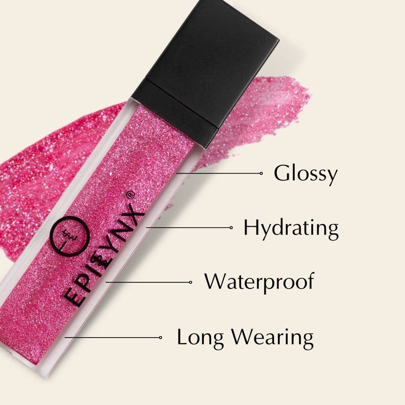 EPILYNX Vegan Glitter & Matte Liquid Lip Gloss - Moisturizing Formula for Hydration & Long Lasting Wear - Cruelty Free, Paraben Free, Gluten Free - Sweet Tooth Fuchsia Pink by Dr. Liia - Image 2