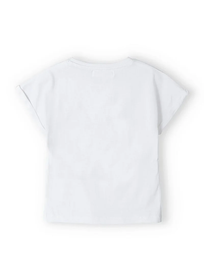 MINOTI Girls t-shirt with sequin palm print white