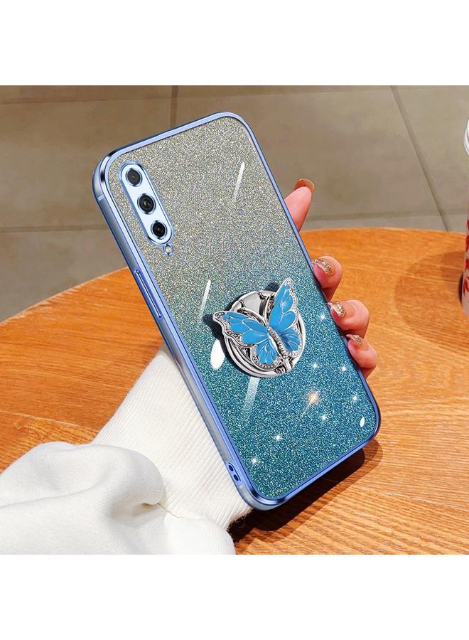 اس-توب جراب لهاتف Honor 20 Lite، جراب هاتف TPU بحامل على شكل فراشة بلون متدرج لامع - Image 1