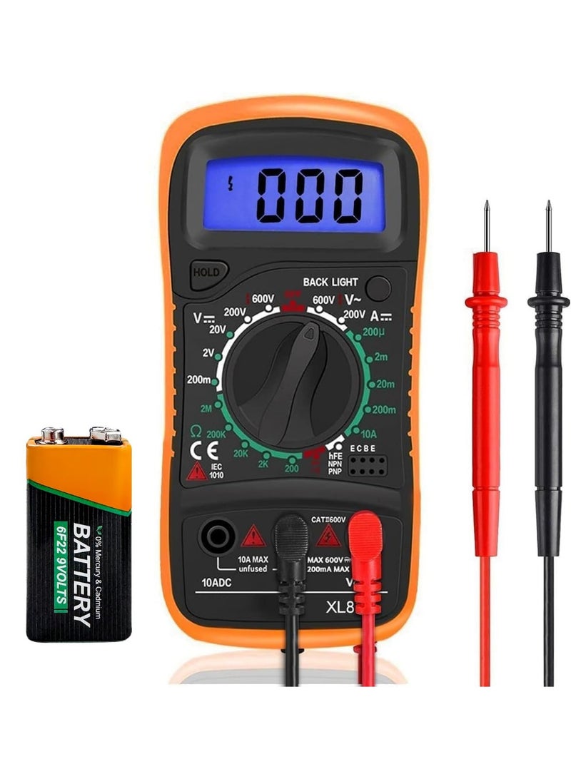 No brands Multimeter Voltmeter Battery Voltage Multi Tester Continuity Ohm Volt Amp DC AC Current Resistance Diodes 2000 Counts Electrical Test Meter with Leads Backlight LCD Display - Image 1