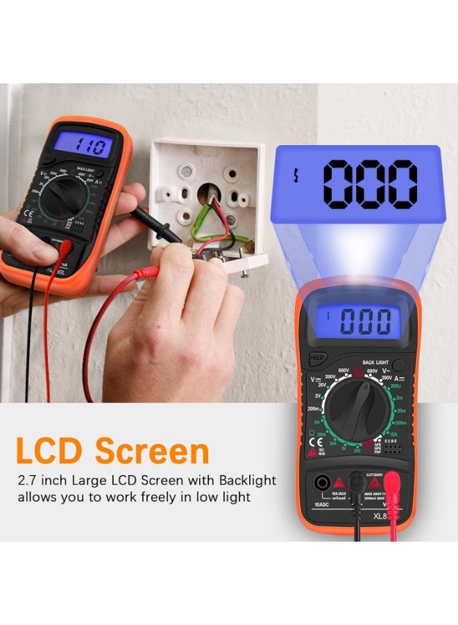 No brands Multimeter Voltmeter Battery Voltage Multi Tester Continuity Ohm Volt Amp DC AC Current Resistance Diodes 2000 Counts Electrical Test Meter with Leads Backlight LCD Display - Image 3