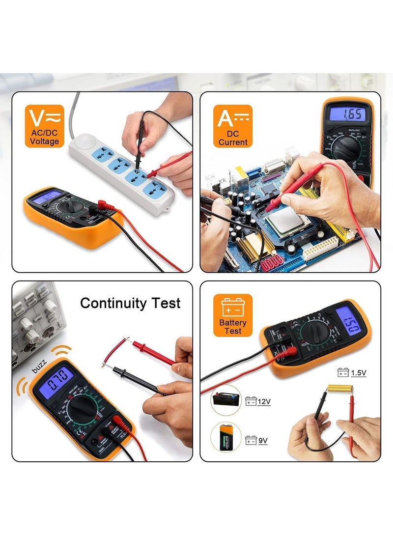 No brands Multimeter Voltmeter Battery Voltage Multi Tester Continuity Ohm Volt Amp DC AC Current Resistance Diodes 2000 Counts Electrical Test Meter with Leads Backlight LCD Display - Image 4