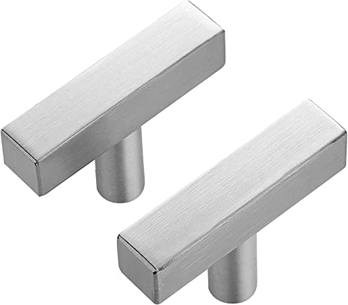 Ravinte 25 Pack Brushed Nickel T Bar Cabinet Knobs 2 Inch Square Drawer Knobs Silver Single Hole Kitchen Cabinet Pulls - Image 1