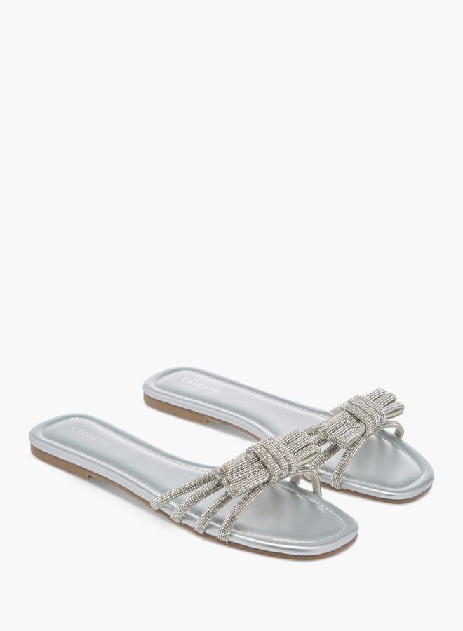 سيليست صنادل نسائية مسطحة مزينة بفيونكة - Image 3