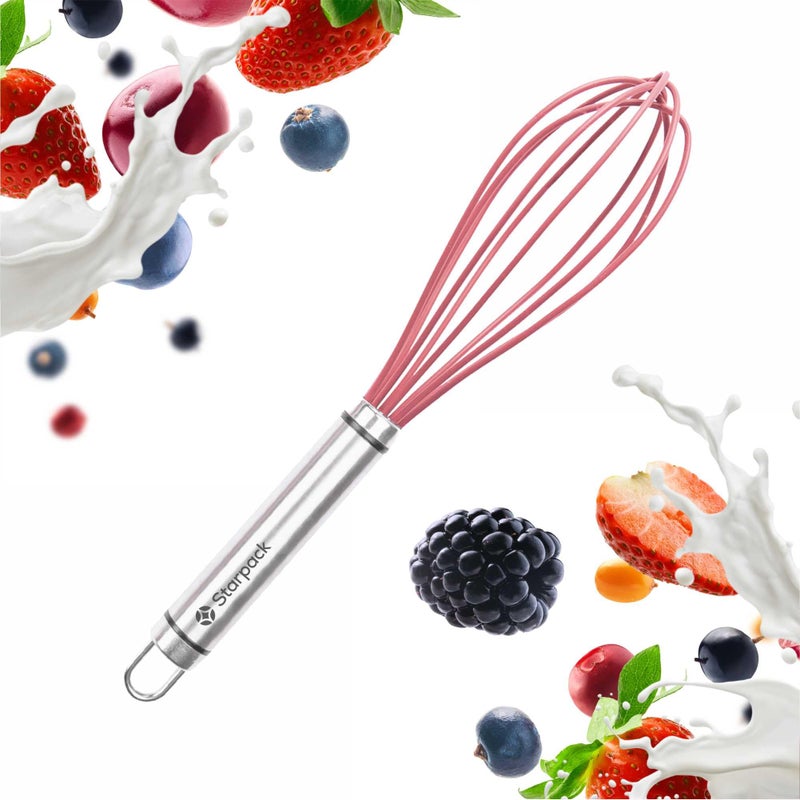 StarPack Home Starpack Whip it Good Silicone Whisk for Nonstick Cookware  Non Scratch Whisk Heat Resistant 600F  Kitchen Whisks for Cooking Baking  Stirring  Silicone Coated Durable Rubber Egg Whisks
