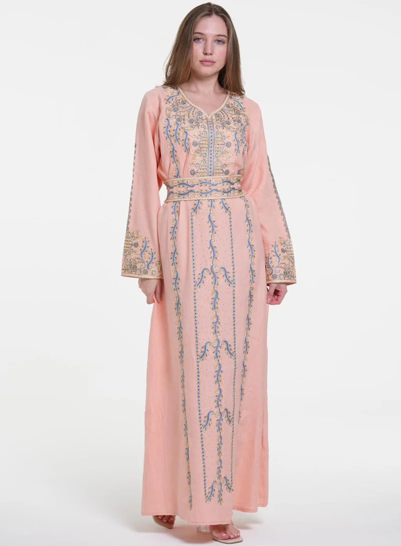 AL BENT AL SHARQIEH printed belted jalabiya