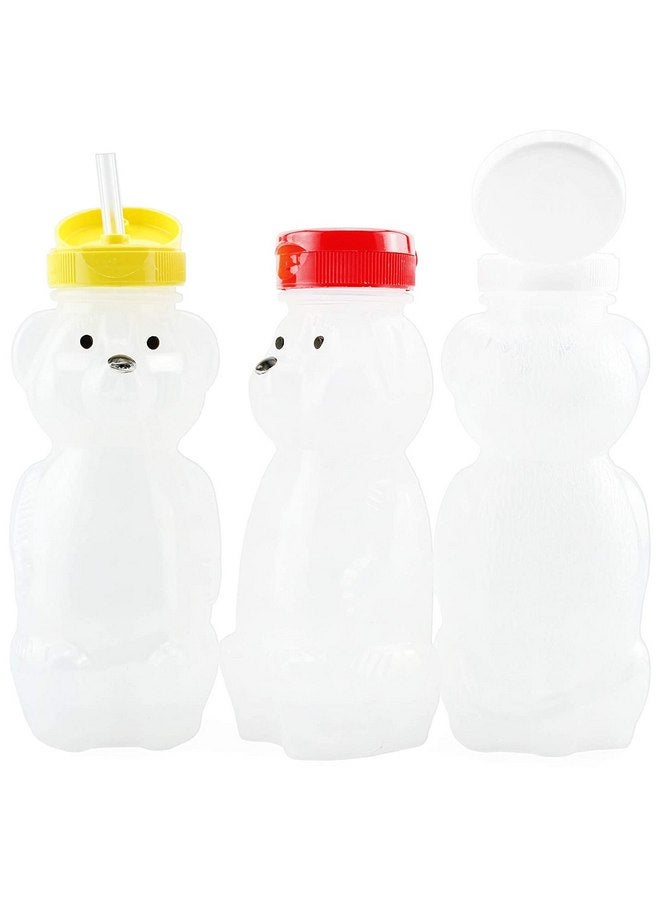 Cornucopia Brands Honey Bear Straw Cups (3-Pack, Colored Lids), 8-Ounce Therapy Sippy Bottles w/Flexible Straws and Colored Lids - Image 1