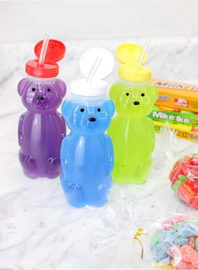 Cornucopia Brands Honey Bear Straw Cups (3-Pack, Colored Lids), 8-Ounce Therapy Sippy Bottles w/Flexible Straws and Colored Lids - Image 4