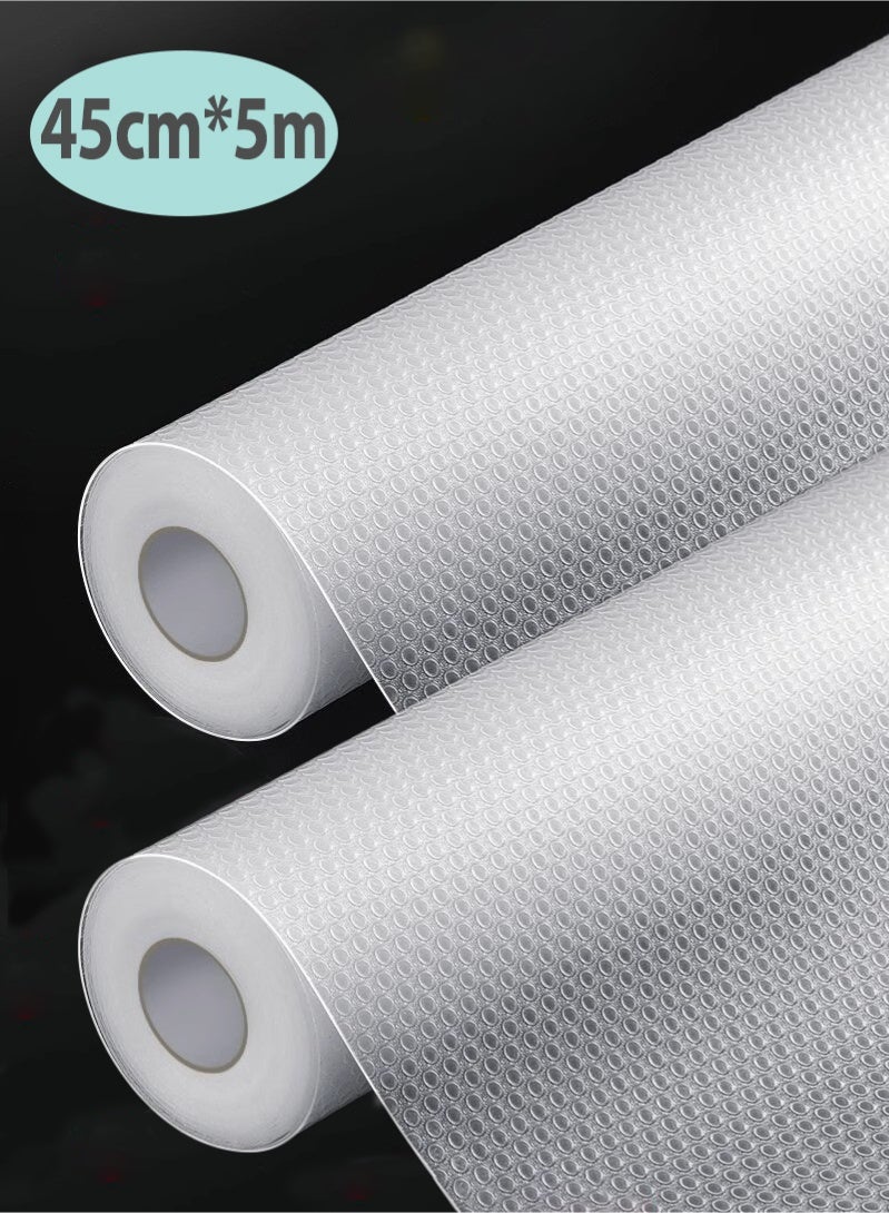 كيلا 2 لفات بطانة مطبخ PVC مانعة للانزلاق، بطانة أرفف مقاومة للبقع للأدراج (45 سم * 5 م لكل منهما) - Image 1