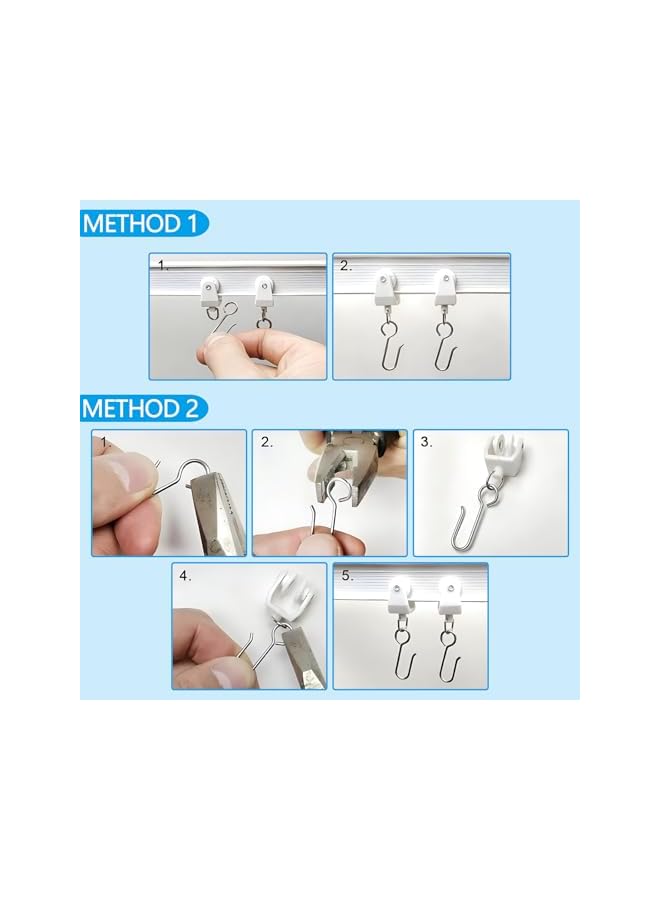 erorex S Shaped Curtain Hooks, 60PCS Stainless Steel Ceiling Track Hooks, Metal Drapery Rings for Hanging Curtains and Rods (Silver)  - Image 5