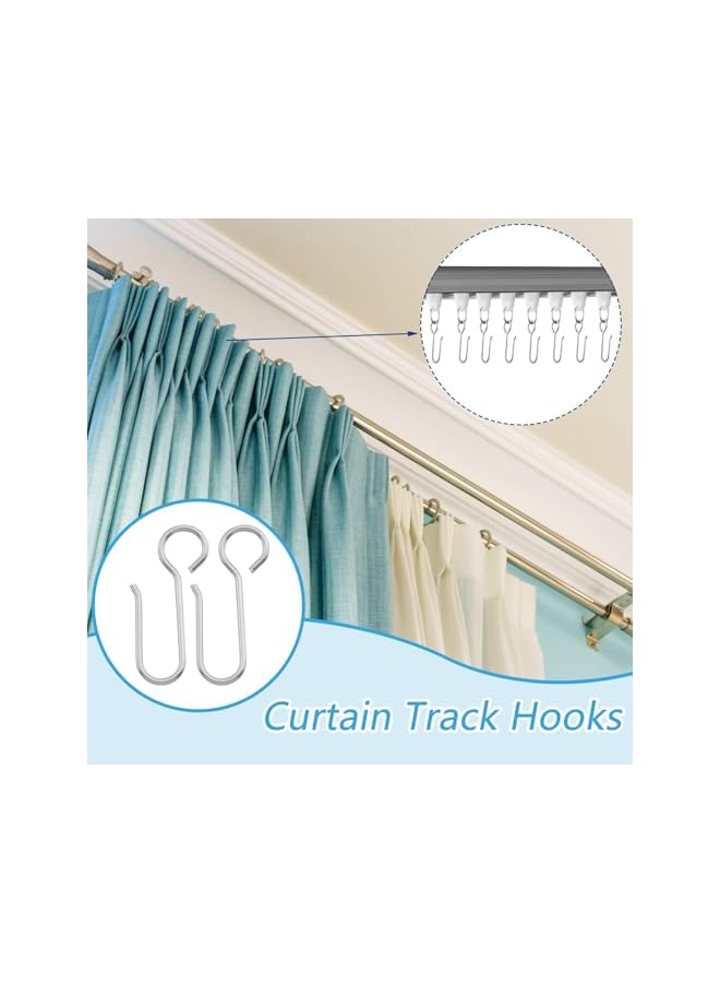 erorex S Shaped Curtain Hooks, 60PCS Stainless Steel Ceiling Track Hooks, Metal Drapery Rings for Hanging Curtains and Rods (Silver)  - Image 2
